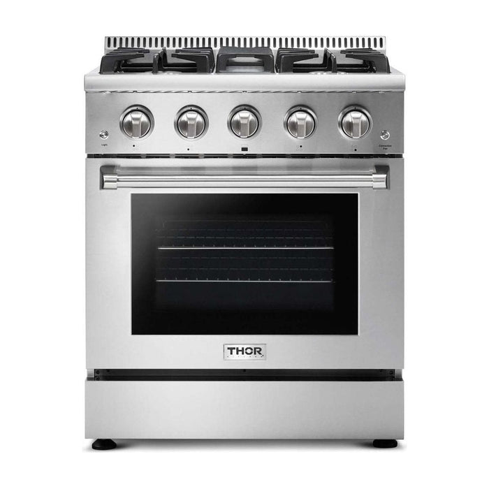 Thor Kitchen 30 In. Gas Range, Range Hood, Refrigerator, Dishwasher Appliance Package