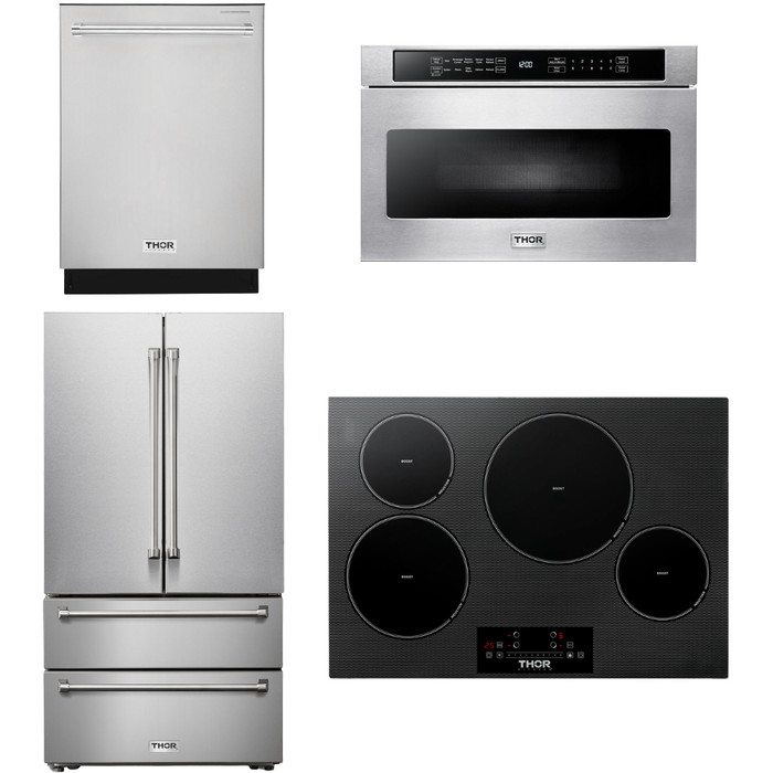 Thor Kitchen 30 In. Induction Cooktop, Microwave Drawer, Refrigerator, Dishwasher Appliance Package