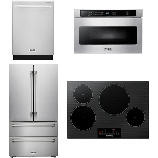 Thor Kitchen Kitchen Appliance Packages Thor Kitchen 30 In. Induction Cooktop, Microwave Drawer, Refrigerator, Dishwasher Appliance Package