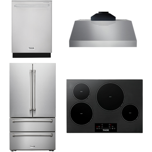 Thor Kitchen 30 In. Induction Cooktop, Range Hood, Microwave Drawer, Refrigerator, Dishwasher Appliance Package