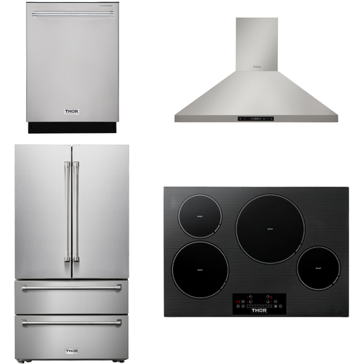 Thor Kitchen Kitchen Appliance Packages Thor Kitchen 30 In. Induction Cooktop, Range Hood, Refrigerator, Dishwasher Appliance Package