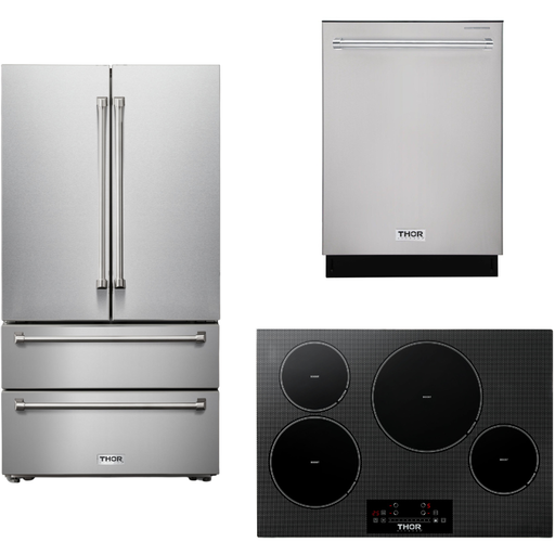 Thor Kitchen Kitchen Appliance Packages Thor Kitchen 30 In. Induction Cooktop, Refrigerator, Dishwasher Appliance Package
