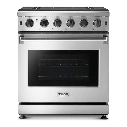 Thor Kitchen 30 In. Natural Gas Range, Range Hood, Microwave Drawer, Refrigerator, Dishwasher, Wine Cooler Appliance Package