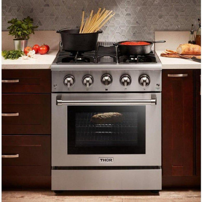 Thor Kitchen 30 In. Natural Gas Range, Range Hood, Refrigerator, Dishwasher Appliance Package