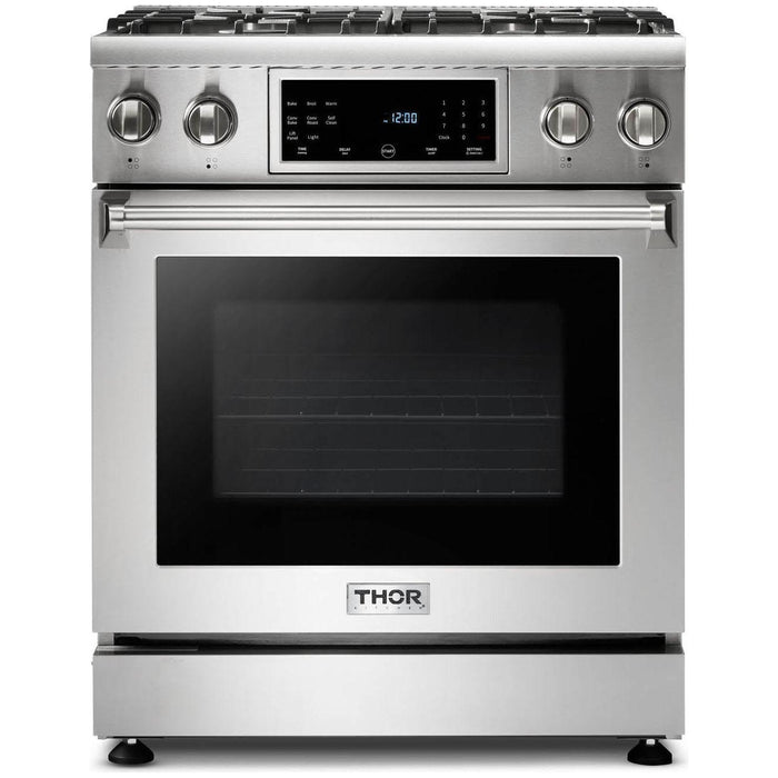 Thor Kitchen Kitchen Appliance Packages Thor Kitchen 30 In. Natural Gas Range, Range Hood, Refrigerator with Water and Ice Dispenser, Dishwasher, Wine Cooler Appliance Package