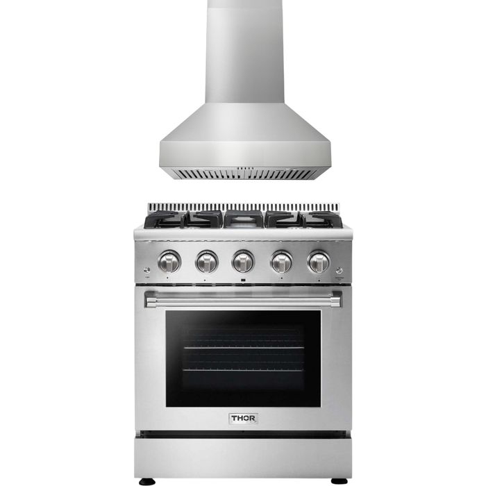 Thor Kitchen 30 In. Professional Propane Gas Range, Range Hood Appliance Package