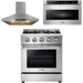 Thor Kitchen 30 in. Professional Propane Gas Range, Range Hood, Microwave Drawer Appliance Package