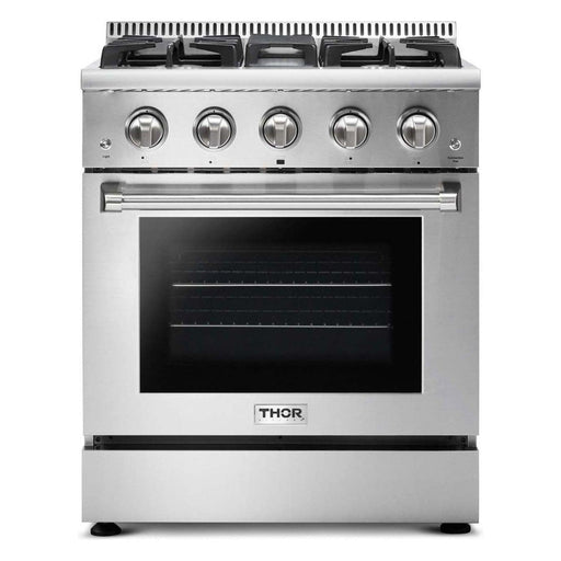 Thor Kitchen 30 In. Professional Propane Gas Range, Range Hood, Microwave Drawer Appliance Package