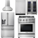 Thor Kitchen 30 In. Propane Gas Range, Range Hood, Refrigerator with Water and Ice Dispenser, Dishwasher, Wine Cooler Appliance Package