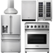 Thor Kitchen 30 In. Propane Gas Range, Range Hood, Refrigerator with Water and Ice Dispenser, Dishwasher, Wine Cooler Appliance Package