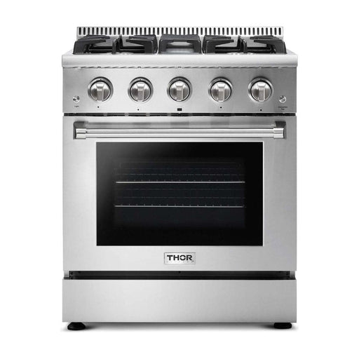Thor Kitchen Kitchen Appliance Packages Thor Kitchen 30 In. Propane Gas Range, Range Hood, Refrigerator with Water and Ice Dispenser, Dishwasher, Wine Cooler Appliance Package
