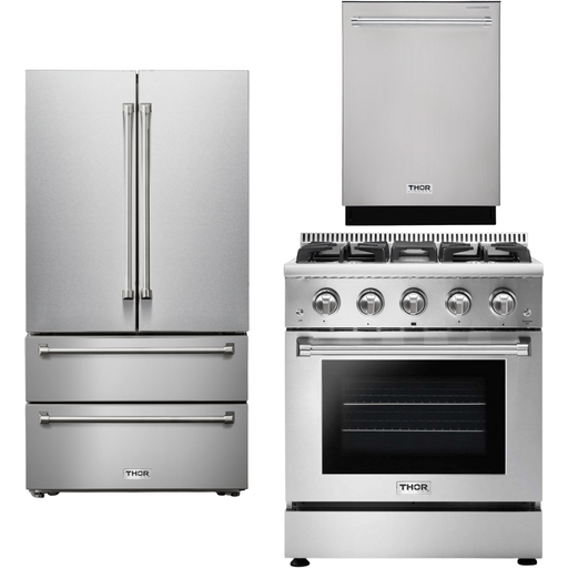 Thor Kitchen 30 In. Propane Gas Range, Refrigerator, Dishwasher Appliance Package