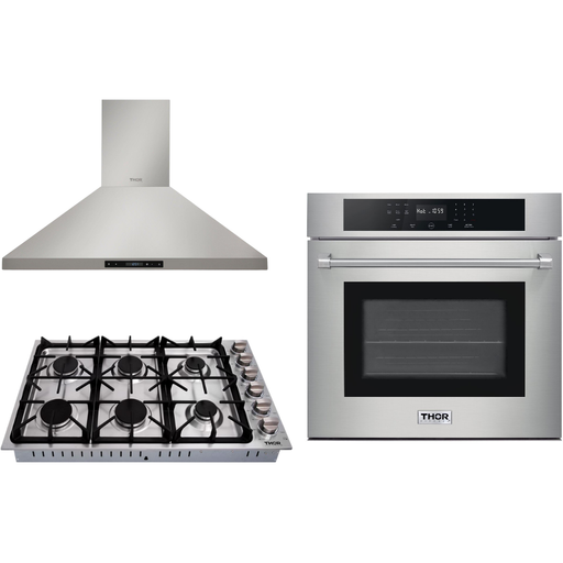 Thor Kitchen 30 in. Wall Oven, 36 In. Drop-in Cooktop, Range Hood Appliance Package