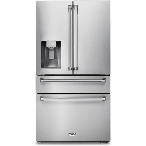 Thor Kitchen Refrigerators Thor Kitchen 36 In. Counter Depth Refrigerator in Stainless Steel with Water Dispenser, Ice Maker TRF3601FD