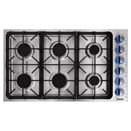 Thor Kitchen Cooktops Thor Kitchen 36 in. Drop-in Natural Gas Cooktop in Stainless Steel TGC3601