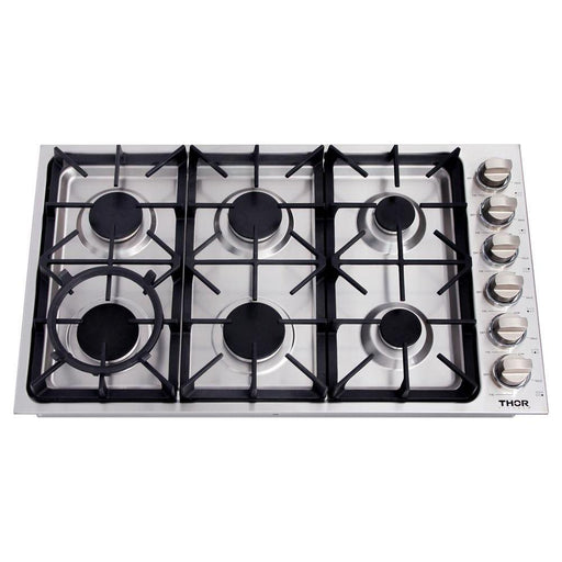 Thor Kitchen 36 in. Drop-in Propane Gas Cooktop in Stainless Steel TGC3601LP