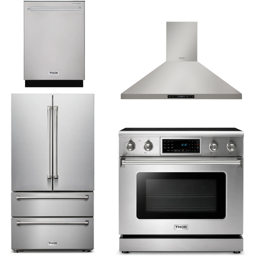 Thor Kitchen 36 In. Electric Range, Range Hood, Refrigerator, Dishwasher Appliance Package