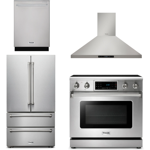 Thor Kitchen Kitchen Appliance Packages Thor Kitchen 36 In. Electric Range, Range Hood, Refrigerator, Dishwasher Appliance Package
