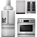 Thor Kitchen 36 In. Electric Range, Range Hood, Refrigerator with Water and Ice Dispenser, Dishwasher, Wine Cooler Appliance Package