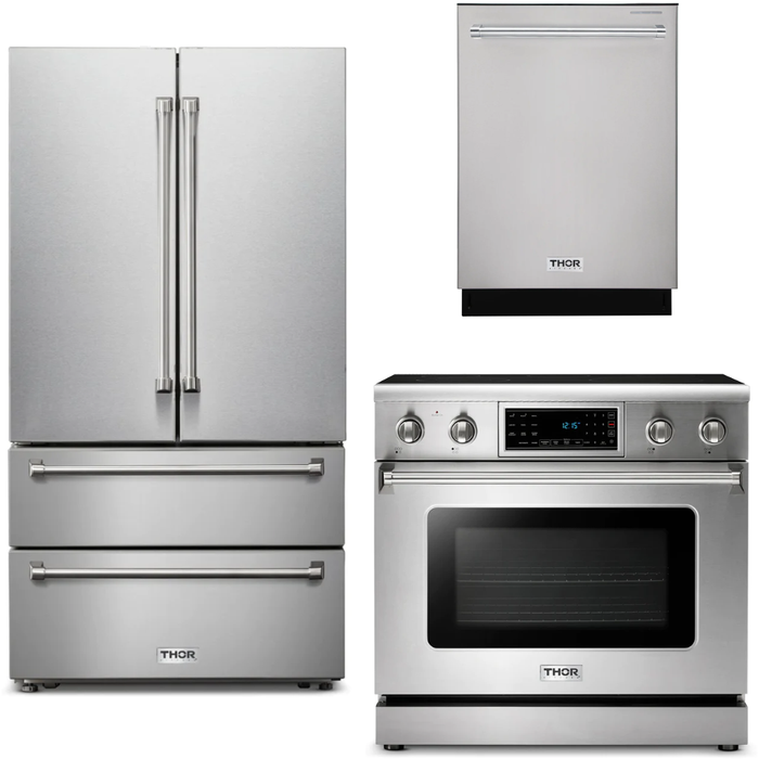 Thor Kitchen Kitchen Appliance Packages Thor Kitchen 36 In. Electric  Range, Refrigerator, Dishwasher Appliance Package