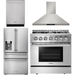 Thor Kitchen 36 In. Gas Burner/Electric Oven Range, Range Hood, Dishwasher. Refrigerator with Water and Ice Dispenser Appliance Package