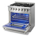 Thor Kitchen 36 In. Gas Burner/Electric Oven Range, Range Hood, Refrigerator, Dishwasher, Wine Cooler Appliance Package