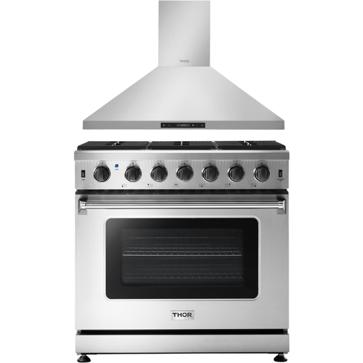 Thor Kitchen 36 in. Gas Range, 36 in. Range Hood Appliance Package