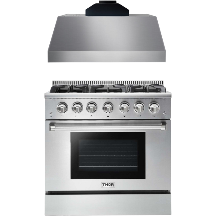 Thor Kitchen 36 In. Gas Range and Range Hood Appliance Package