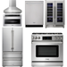 Thor Kitchen 36 In. Gas Range, Range Hood, Microwave Drawer, Refrigerator, Dishwasher, Wine Cooler Appliance Package