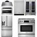 Thor Kitchen 36 In. Gas Range, Range Hood, Microwave Drawer, Refrigerator with Water and Ice Dispenser, Dishwasher, Wine Cooler Appliance Package