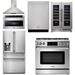 Thor Kitchen 36 In. Gas Range, Range Hood, Microwave Drawer, Refrigerator with Water and Ice Dispenser, Dishwasher, Wine Cooler Appliance Package