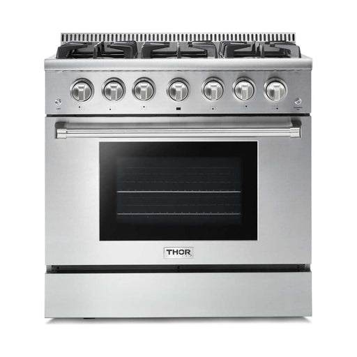 Thor Kitchen 36 In. Gas Range, Range Hood, Refrigerator, Dishwasher Appliance Package