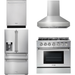 Thor Kitchen 36 In. Gas Range, Range Hood, Refrigerator with Water and Ice Dispenser, Dishwasher Appliance Package