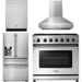 Thor Kitchen 36 In. Gas Range, Range Hood, Refrigerator with Water and Ice Dispenser, Dishwasher Appliance Package