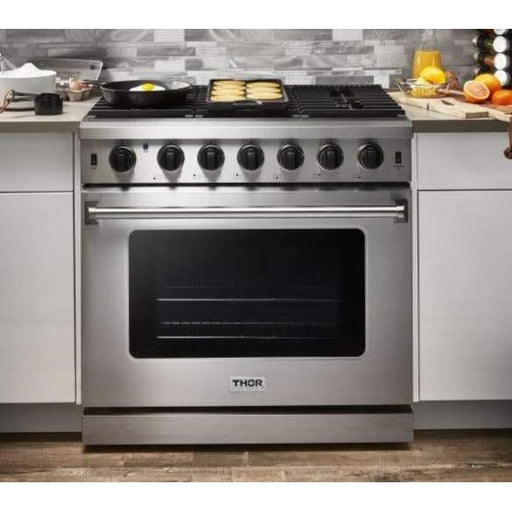 Thor Kitchen Kitchen Appliance Packages Thor Kitchen 36 in. Gas Range, Range Hood, Refrigerator with Water and Ice Dispenser, Dishwasher Appliance Package