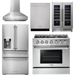 Thor Kitchen 36 In. Gas Range, Range Hood, Refrigerator with Water and Ice Dispenser, Dishwasher, Wine Cooler Appliance Package