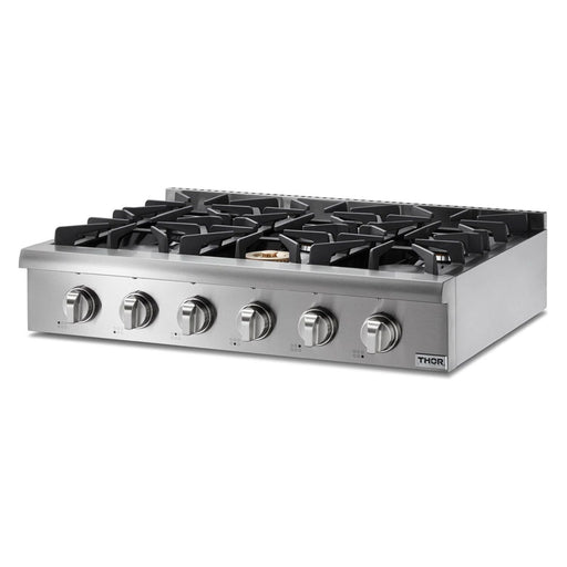 Thor Kitchen Rangetops Thor Kitchen 36 in. Gas Rangetop in Stainless Steel with 6 Burners HRT3618U