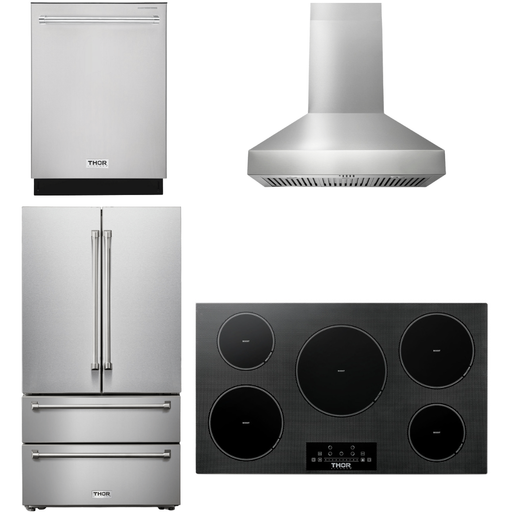 Thor Kitchen 36 In. Induction Cooktop, Range Hood, Refrigerator, Dishwasher Appliance Package