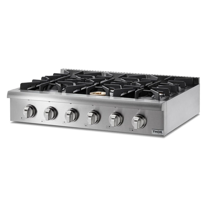 Thor Kitchen 36 in. Liquid Propane Gas Cooktop in Stainless Steel with 6 Burners HRT3618ULP