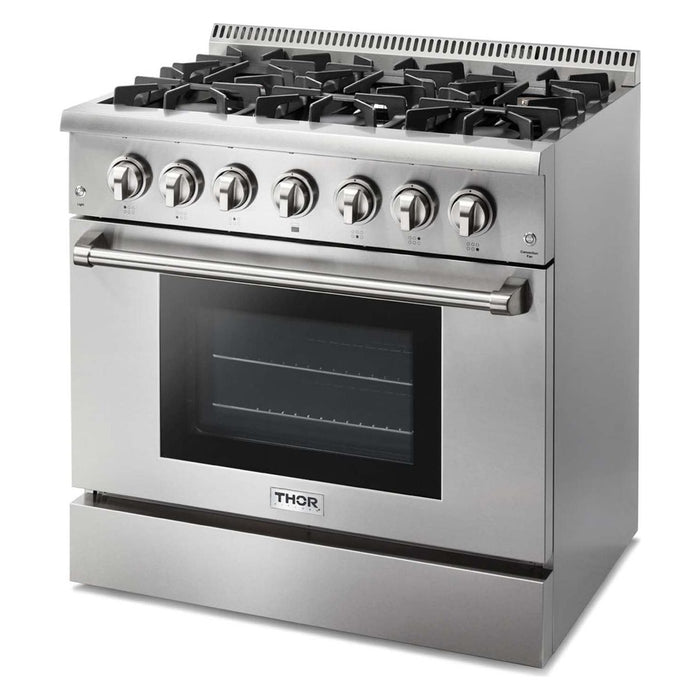 Thor Kitchen 36 in. Propane Gas Burner/Electric Oven Range in Stainless Steel, HRD3606ULP