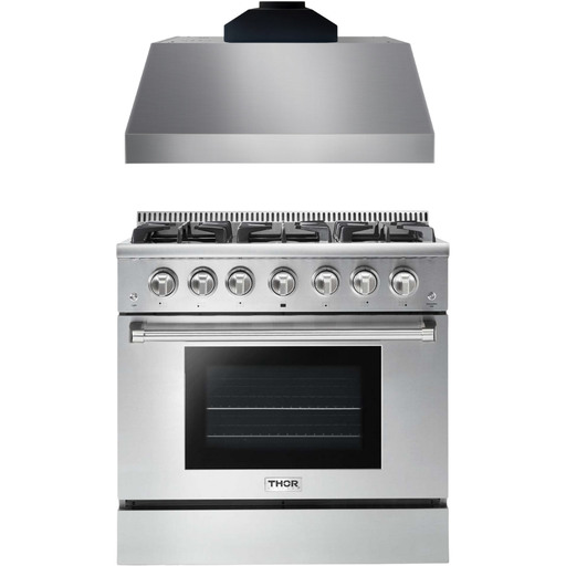 Thor Kitchen 36 In. Propane Gas Range and Range Hood Appliance Package