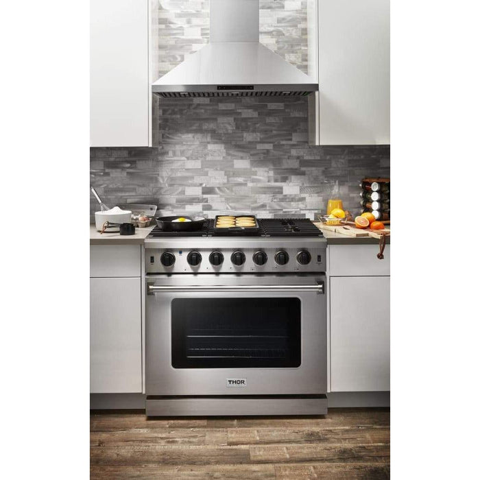 Thor Kitchen Kitchen Appliance Packages Thor Kitchen 36 in. Propane Gas Range, Range Hood, Microwave Drawer Appliance Package
