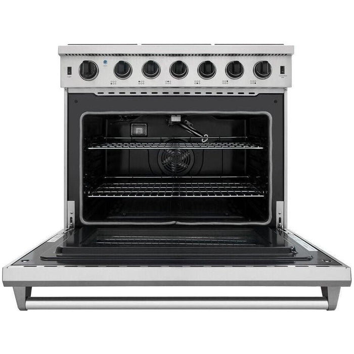 Thor Kitchen Kitchen Appliance Packages Thor Kitchen 36 In. Propane Gas Range, Range Hood, Microwave Drawer, Refrigerator, Dishwasher Appliance Package