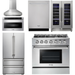 Thor Kitchen 36 In. Propane Gas Range, Range Hood, Microwave Drawer, Refrigerator, Dishwasher, Wine Cooler Appliance Package