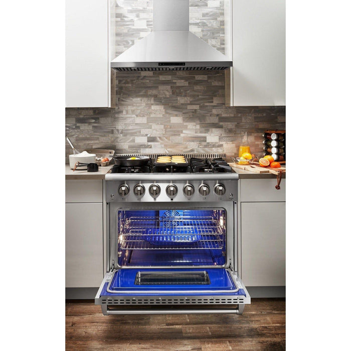 Thor Kitchen Kitchen Appliance Packages Thor Kitchen 36 In. Propane Gas Range, Range Hood, Refrigerator with Water and Ice Dispenser, Dishwasher Appliance Package