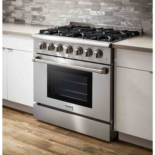 Thor Kitchen Ranges Thor Kitchen 36-Inch 5.2 cu. ft. Professional Gas Range in Stainless Steel (HRG3618U)