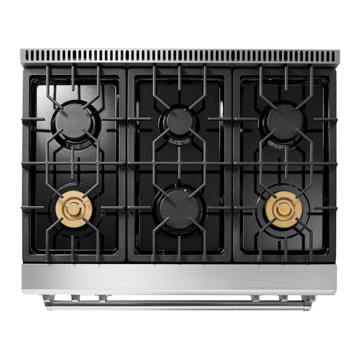 Thor Kitchen 36 Inch Air Fry and Self-Clean Professional Gas Range TRG3601