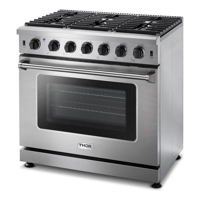 Thor Kitchen 36 Inch Propane Gas Range, Range Hood Appliance Package