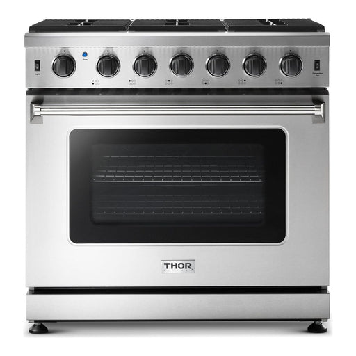Thor Kitchen Kitchen Appliance Packages Thor Kitchen 36 Inch Propane Gas Range, Range Hood, Microwave Drawer, Refrigerator with Water and Ice Dispenser, Dishwasher Appliance Package