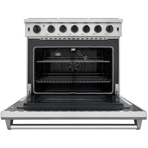 Thor Kitchen Kitchen Appliance Packages Thor Kitchen 36 Inch Propane Gas Range, Range Hood, Refrigerator with Water and Ice Dispenser, Dishwasher Appliance Package